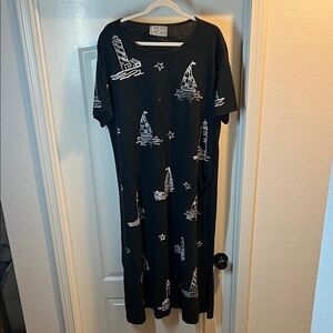 Black Maxi Dress with Nautical Print